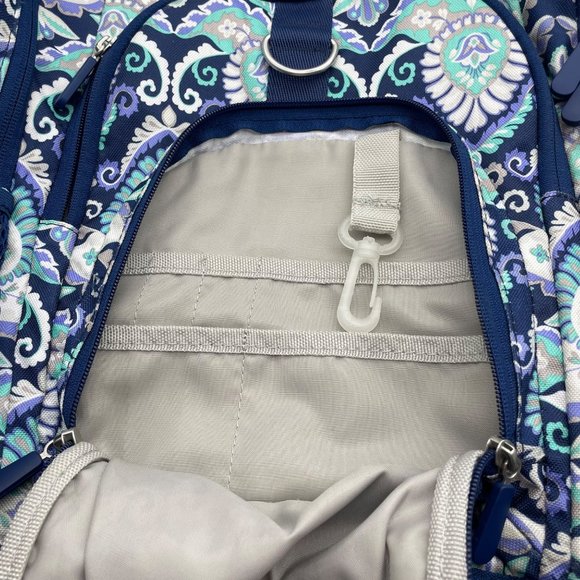 Pottery Barn Teen Blue and Purple Paisley Floral School Backpack Multi-Pocket - Picture 11 of 11